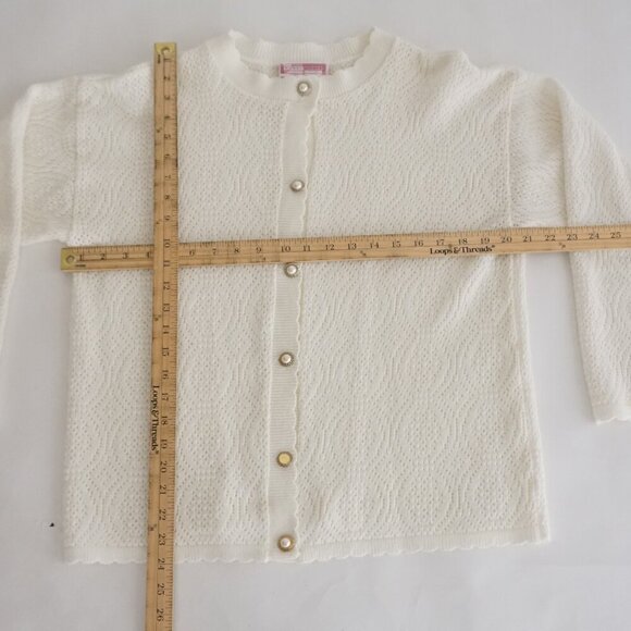 Vintage Intense Functionals Cream Eyelet Button Up Cardigan Sweater Size 38 - Picture 4 of 13